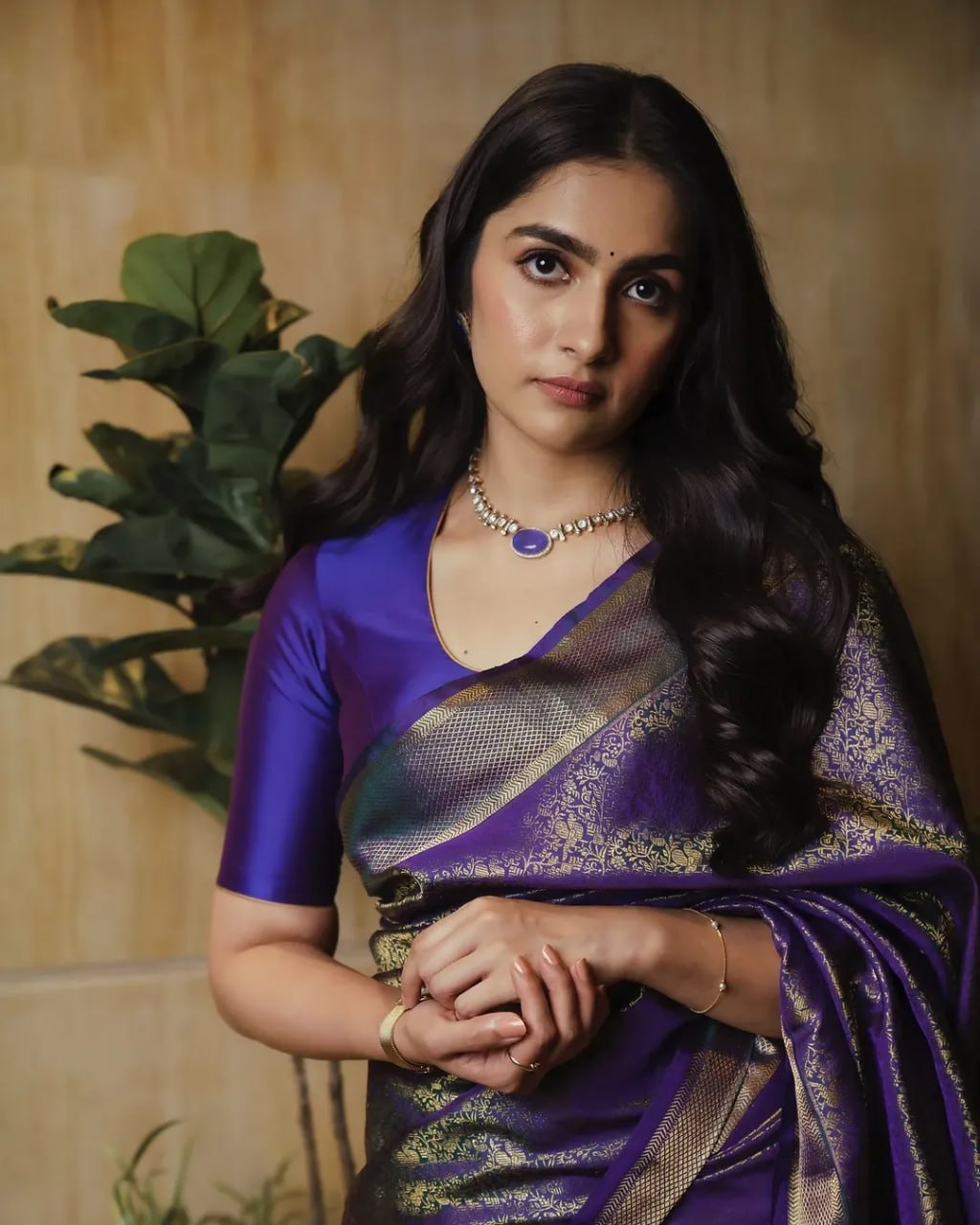 Royal Purple Banarasi Silk Saree with Golden Zari Weaving