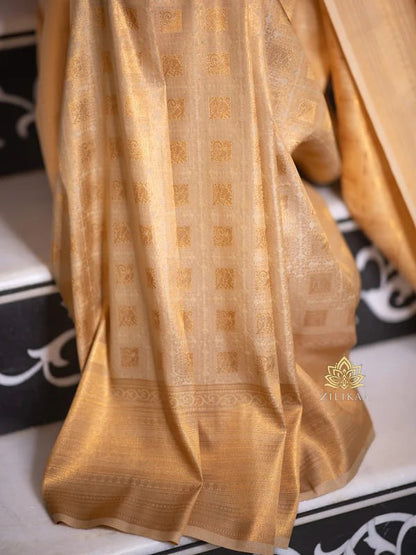 Elegant Gold Tissue Silk Saree with Subtle Zari Weaving