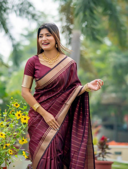 Maroon Majesty Cotton Silk Saree