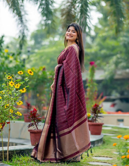 Maroon Majesty Cotton Silk Saree