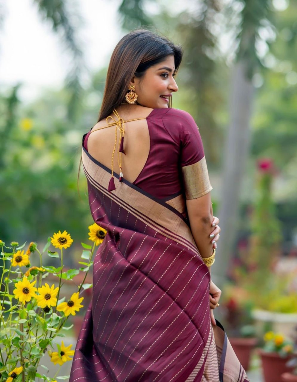 Maroon Majesty Cotton Silk Saree