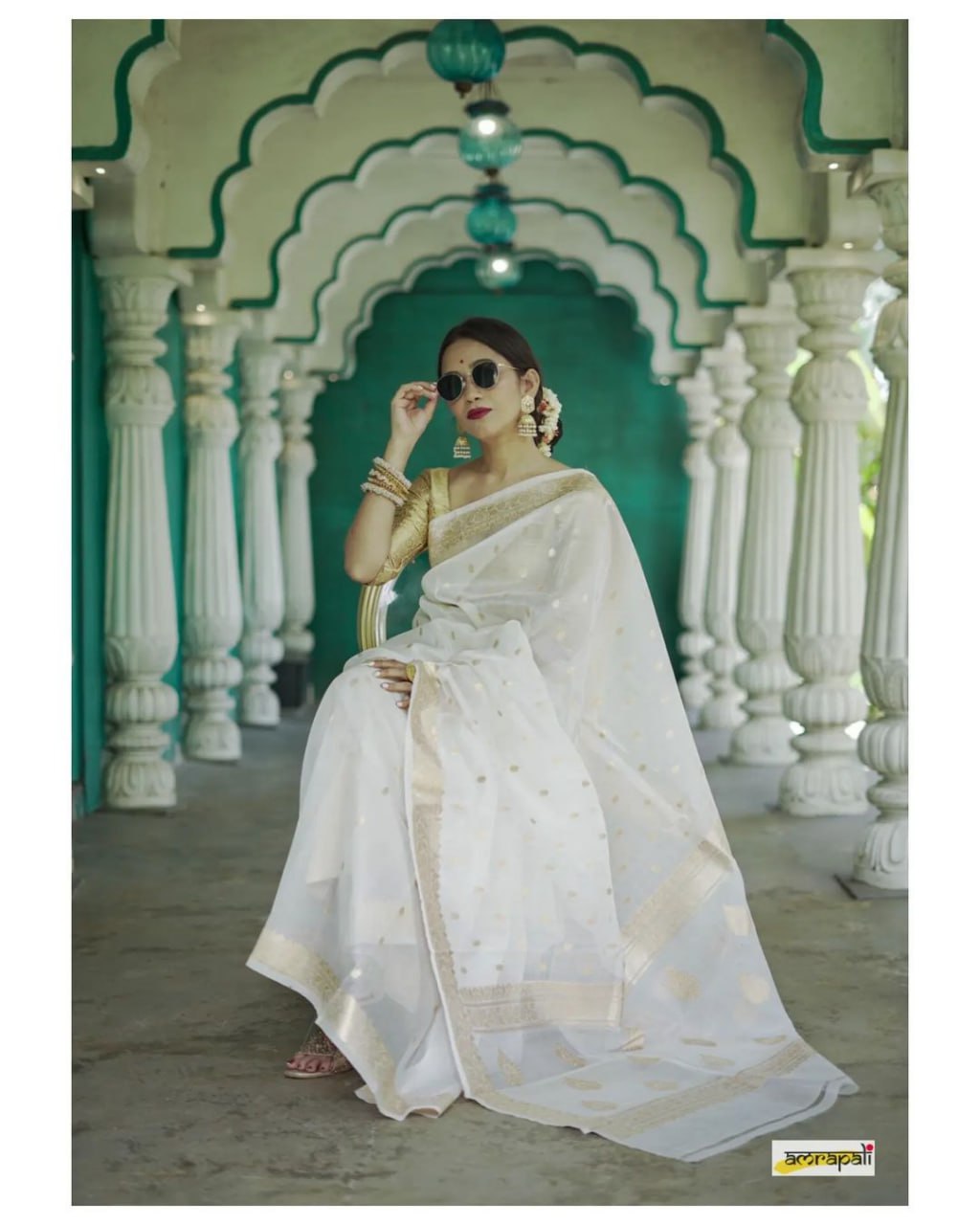 Regal White Silk Saree