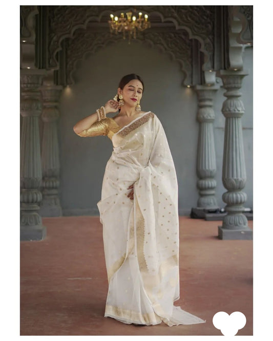 Regal White Silk Saree