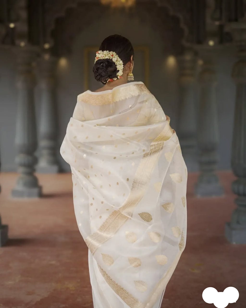 Regal White Silk Saree