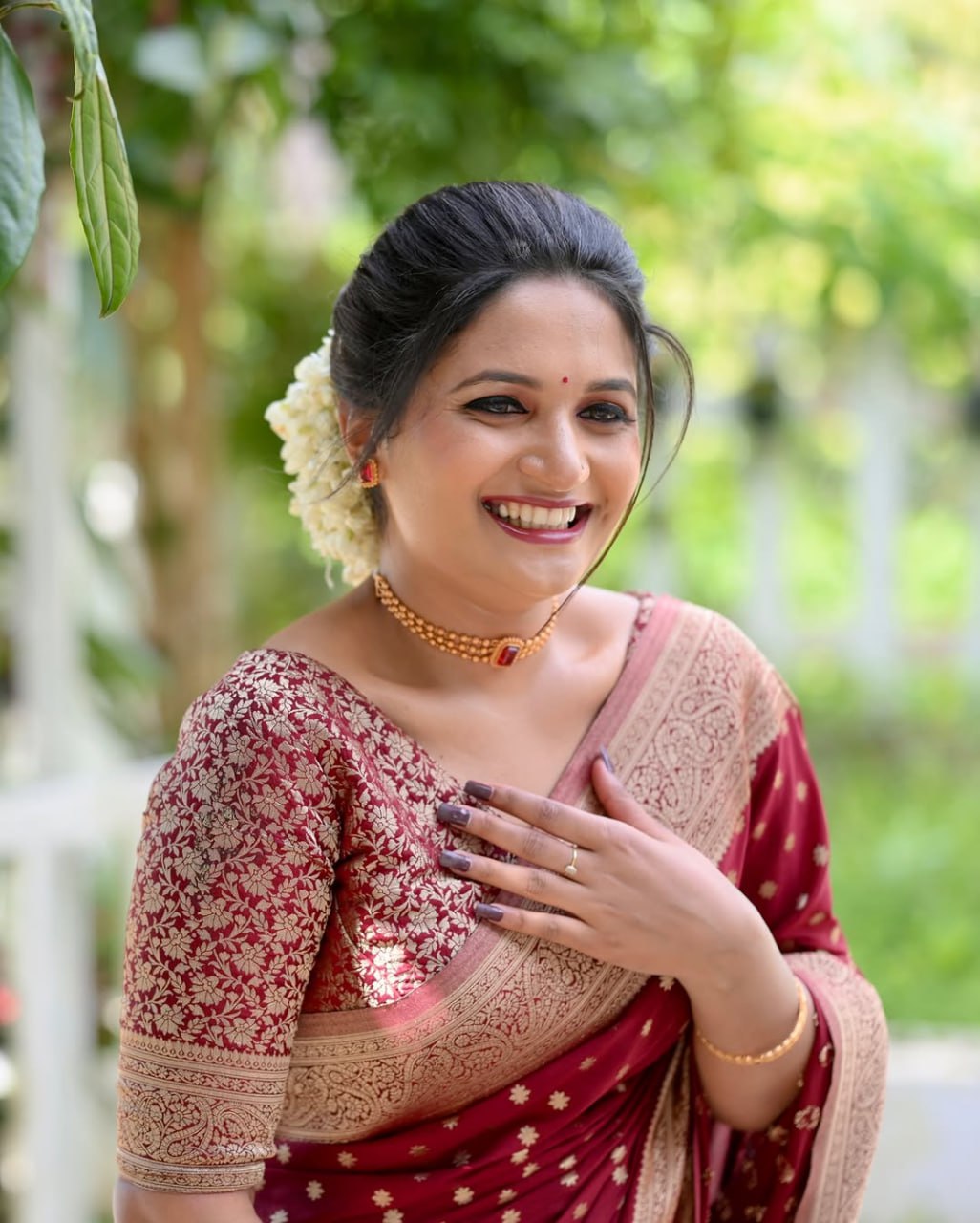 Royal Ruby Red Banarasi Saree with Gold Zari Accents