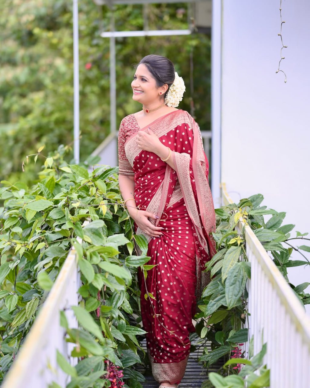 Royal Ruby Red Banarasi Saree with Gold Zari Accents