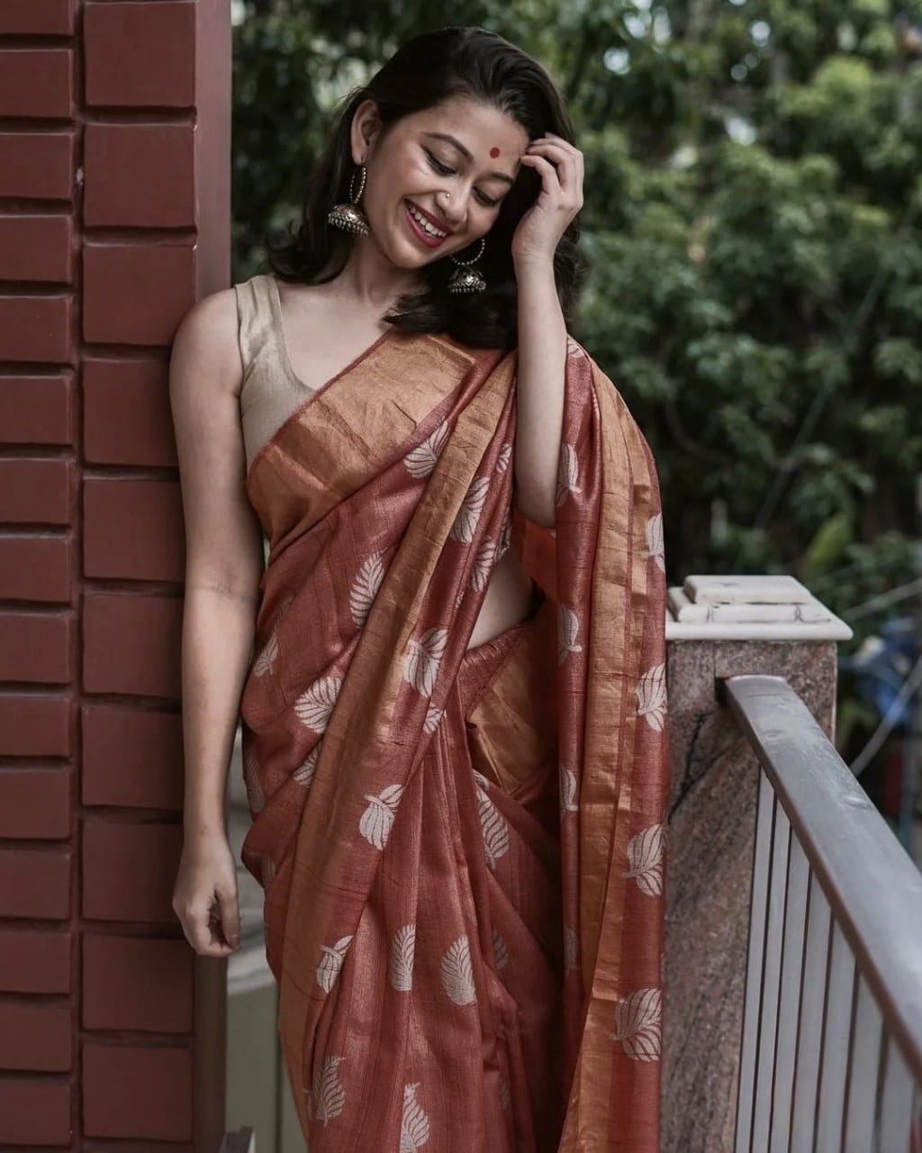 Sunset Rust Banarasi Saree