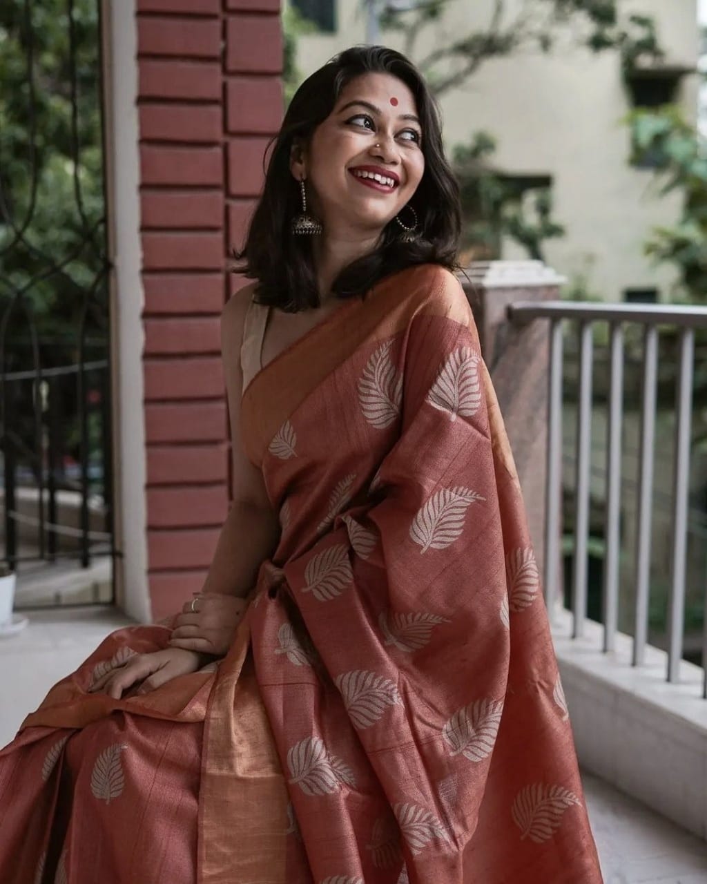 Sunset Rust Banarasi Saree