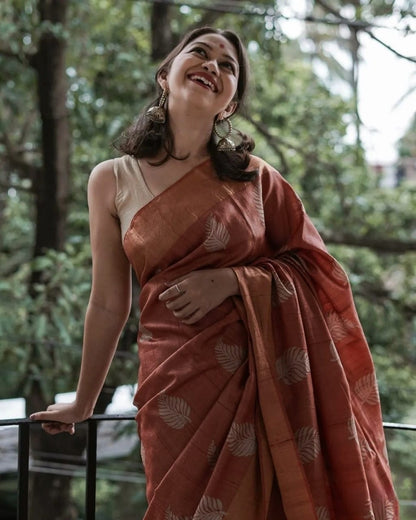 Sunset Rust Banarasi Saree