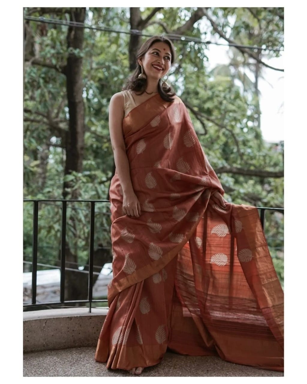 Sunset Rust Banarasi Saree