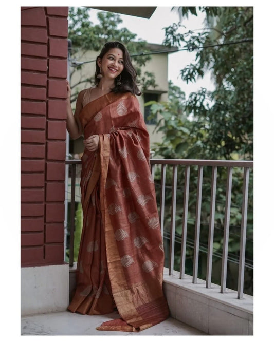 Sunset Rust Banarasi Saree