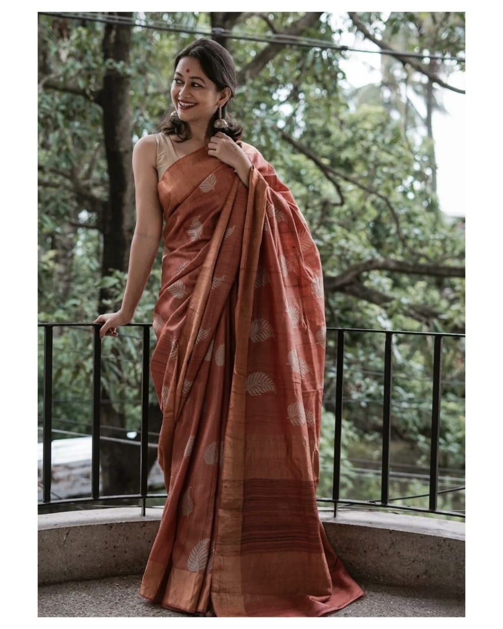 Sunset Rust Banarasi Saree