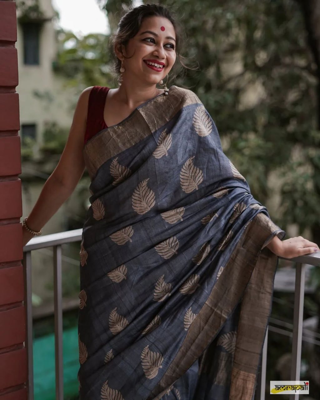 Dusky Blue Elegance Saree