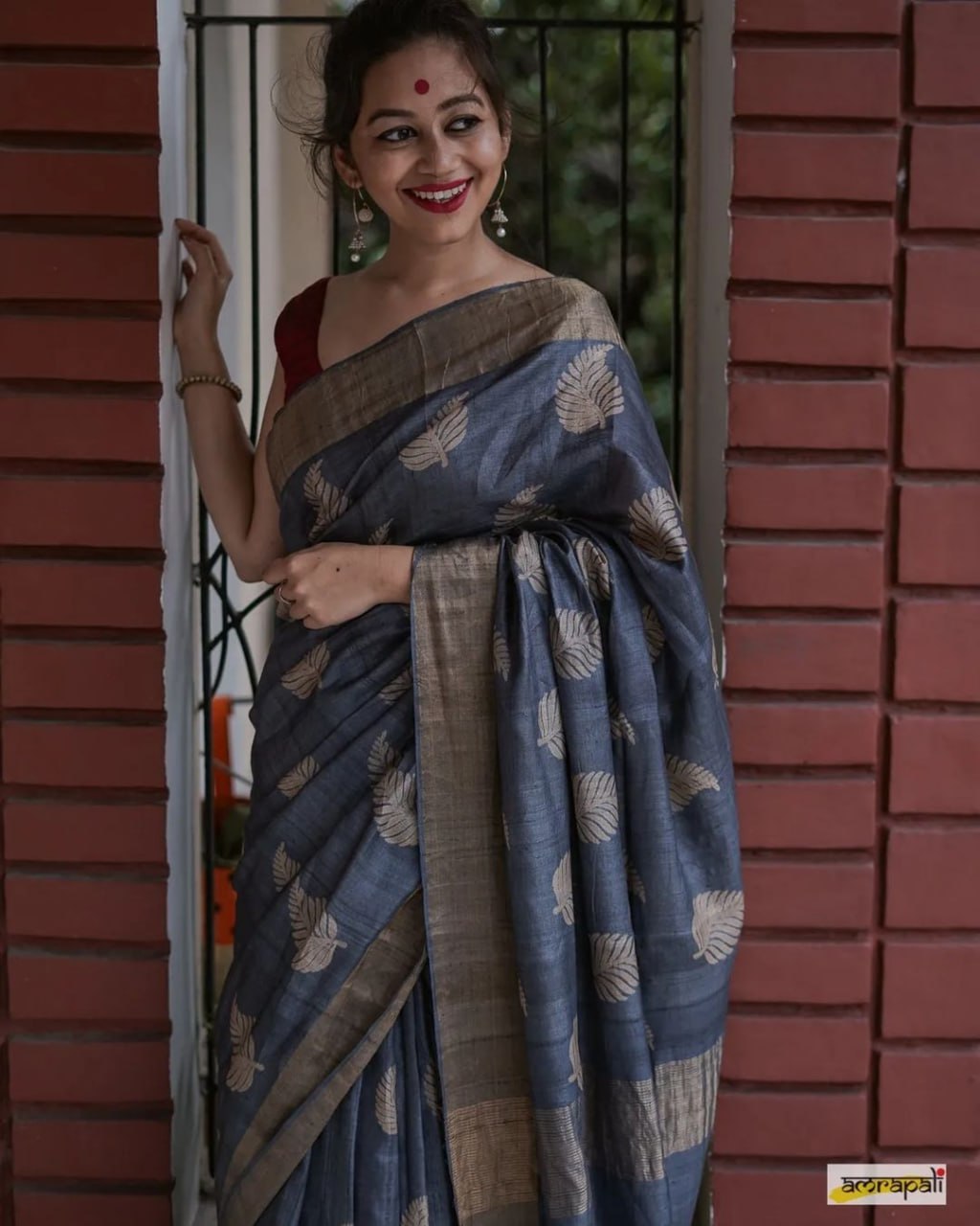 Dusky Blue Elegance Saree