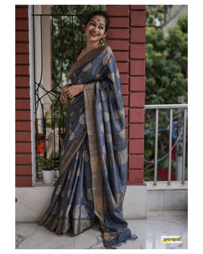 Dusky Blue Elegance Saree