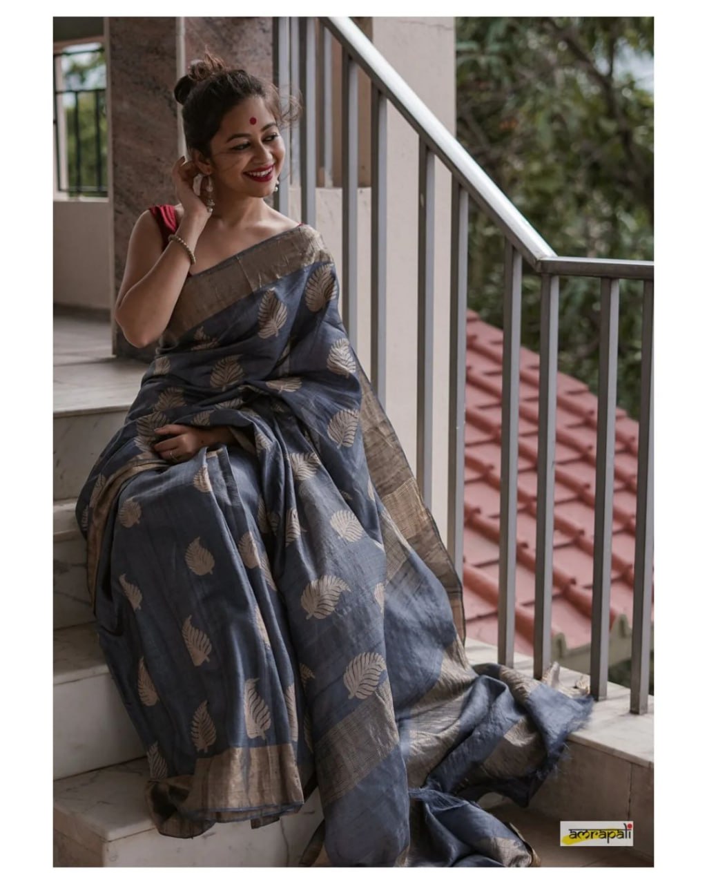 Dusky Blue Elegance Saree