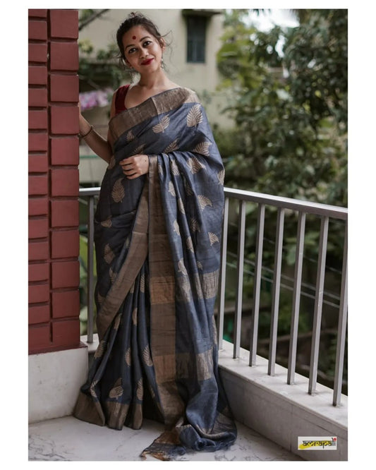 Dusky Blue Elegance Saree