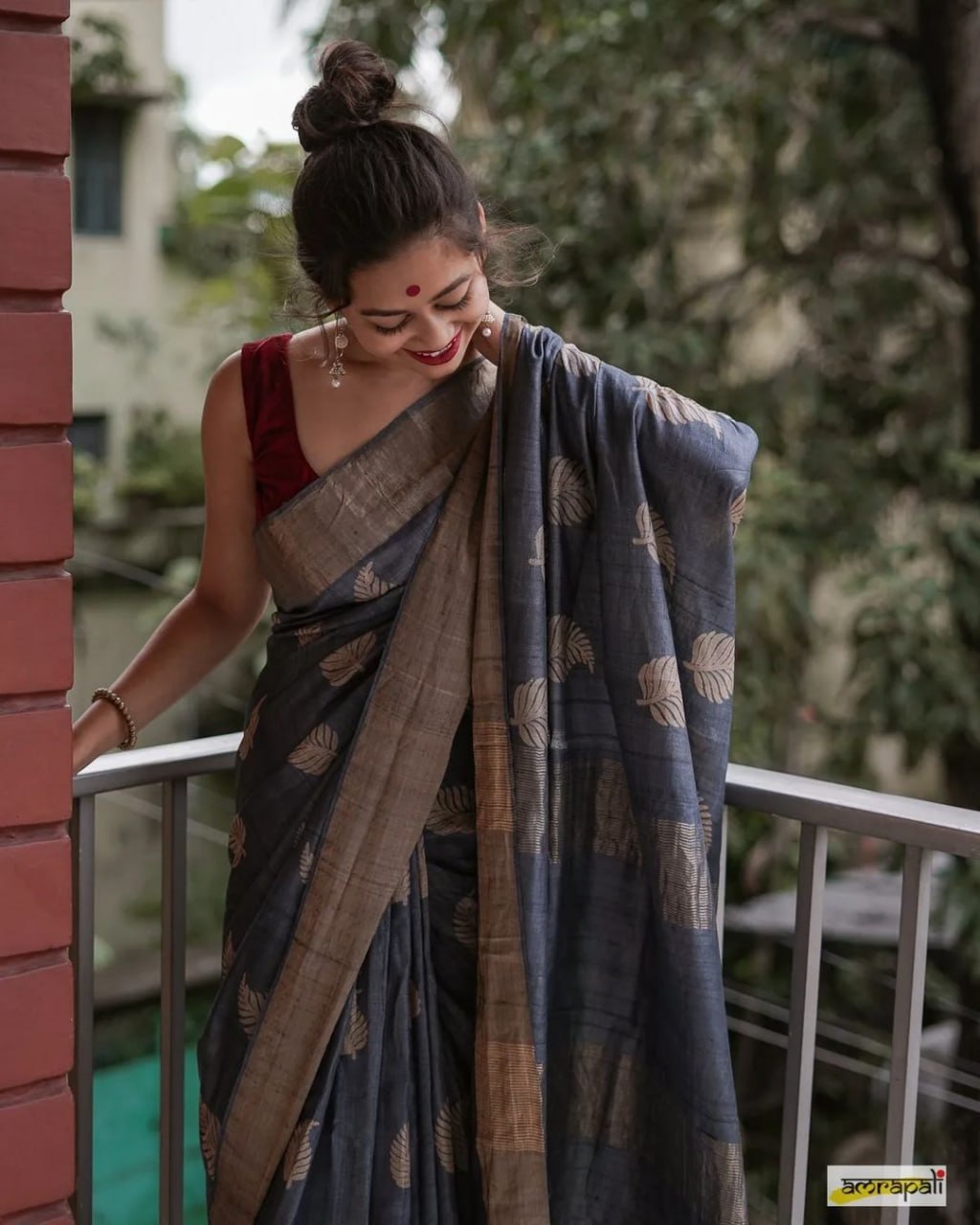 Dusky Blue Elegance Saree