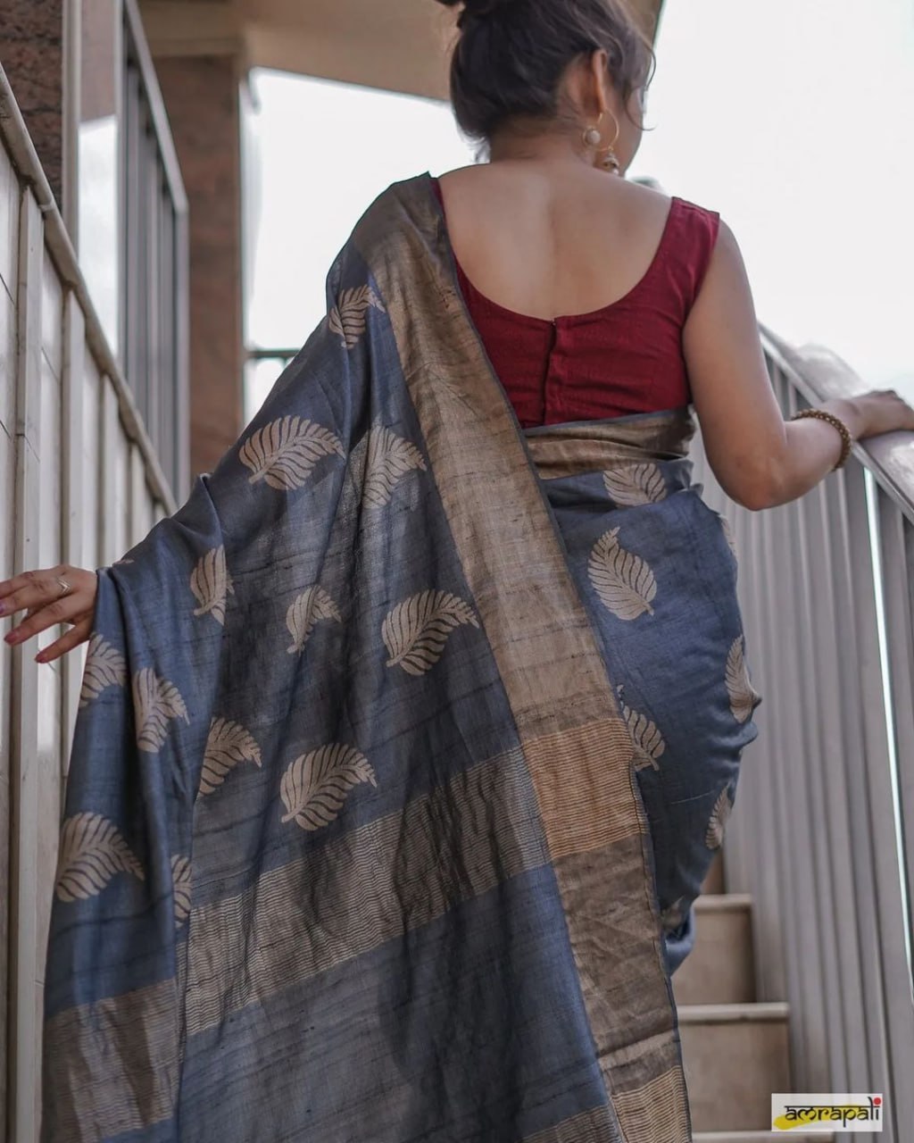 Dusky Blue Elegance Saree