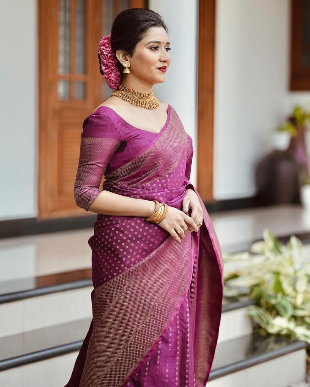 Raspberry Royale Saree