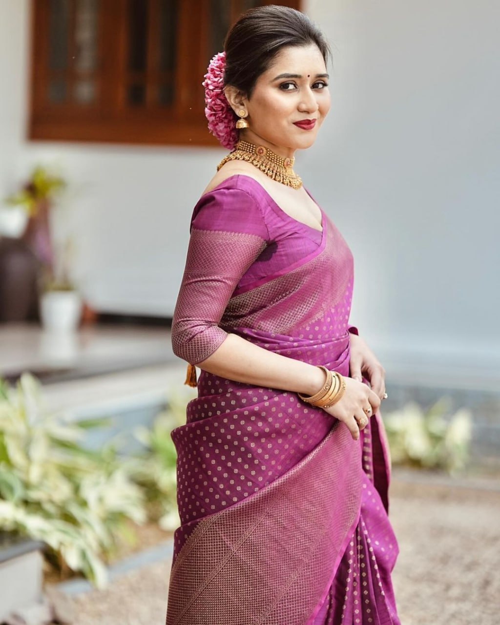 Raspberry Royale Saree