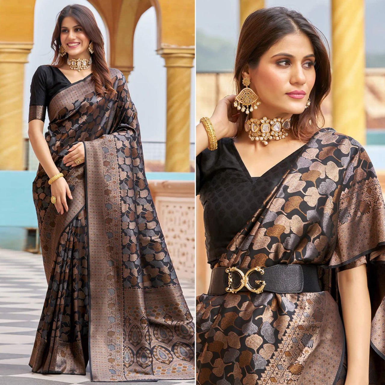 Royal Black Kanjivaram Silk Saree