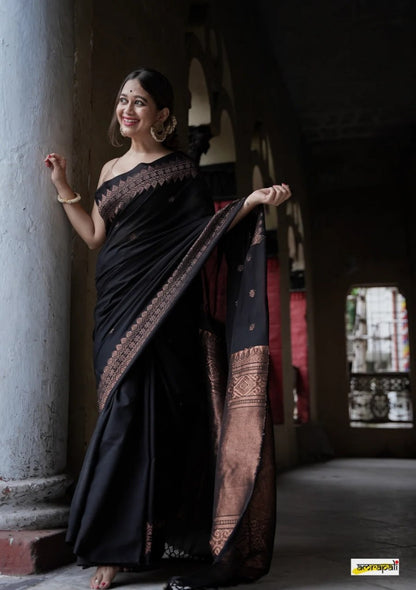 Black Gold Banarasi Silk Saree