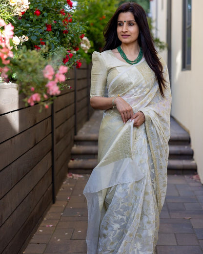 Ivory Elegance Banarasi Saree