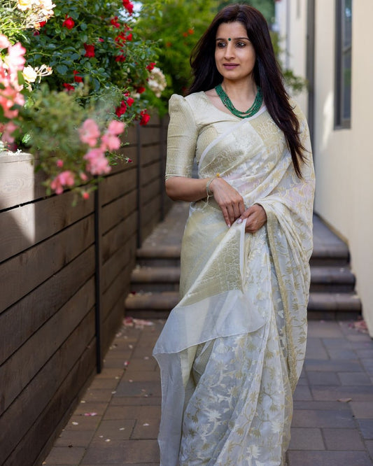 Ivory Elegance Banarasi Saree