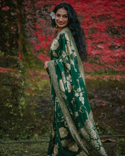 Golden Bloom Banarasi Silk Saree