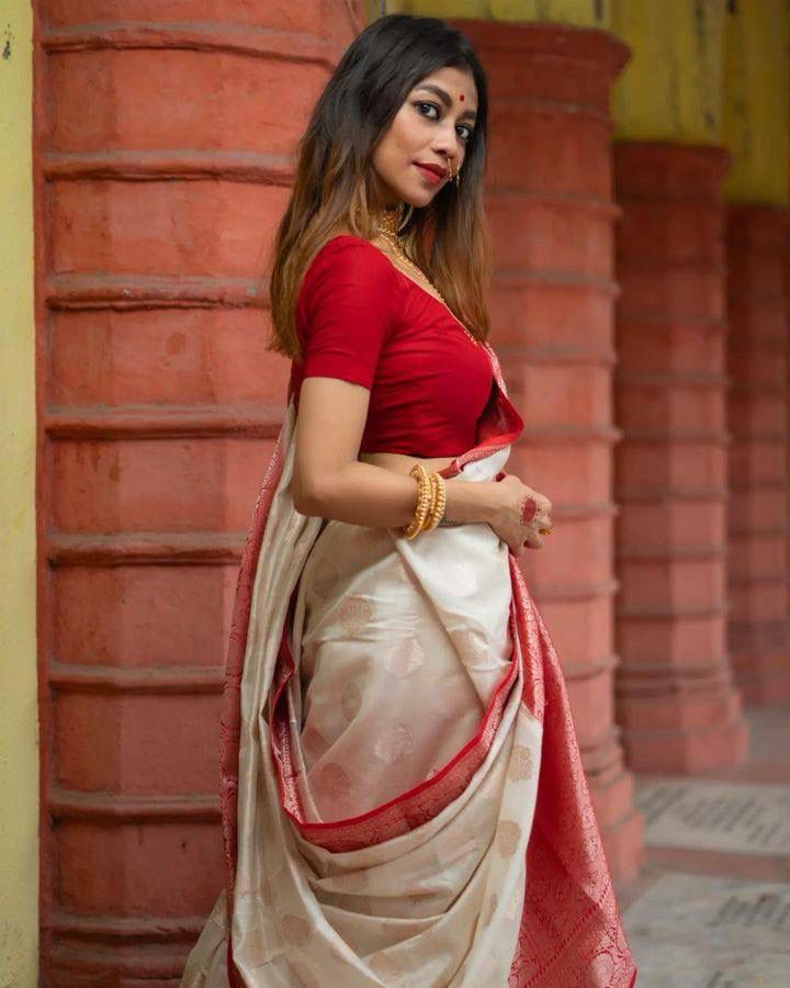 Royal Red & White Banarasi Silk Saree