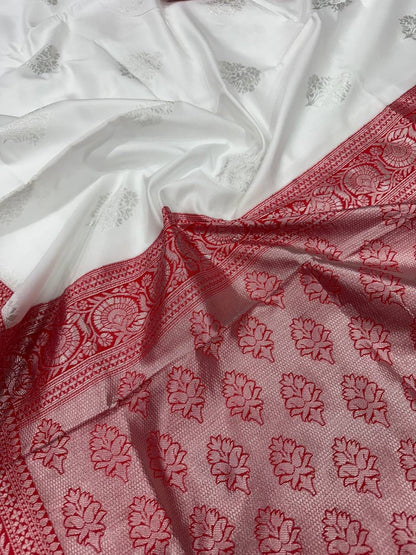 Royal Red & White Banarasi Silk Saree